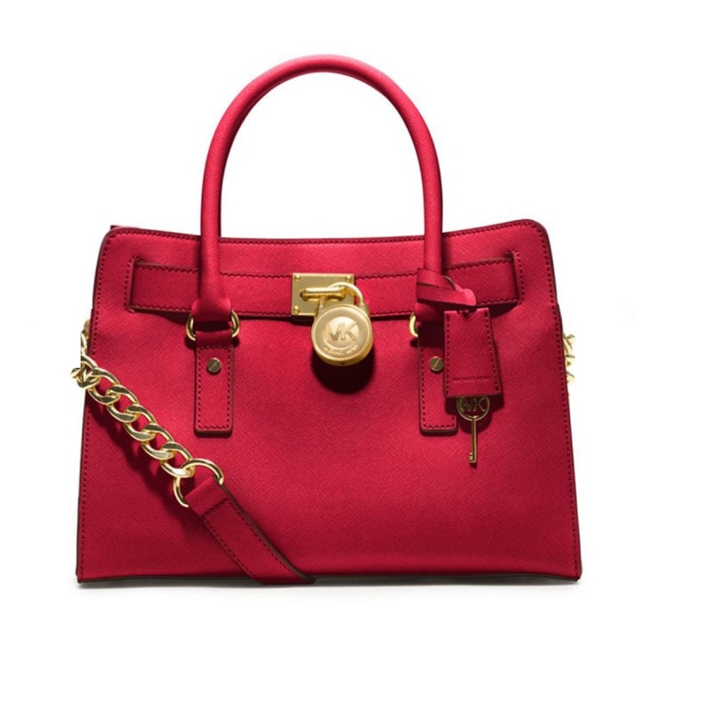 MICHAEL Michael Kors Hamilton Medium Saffiano Leather Satchel Red